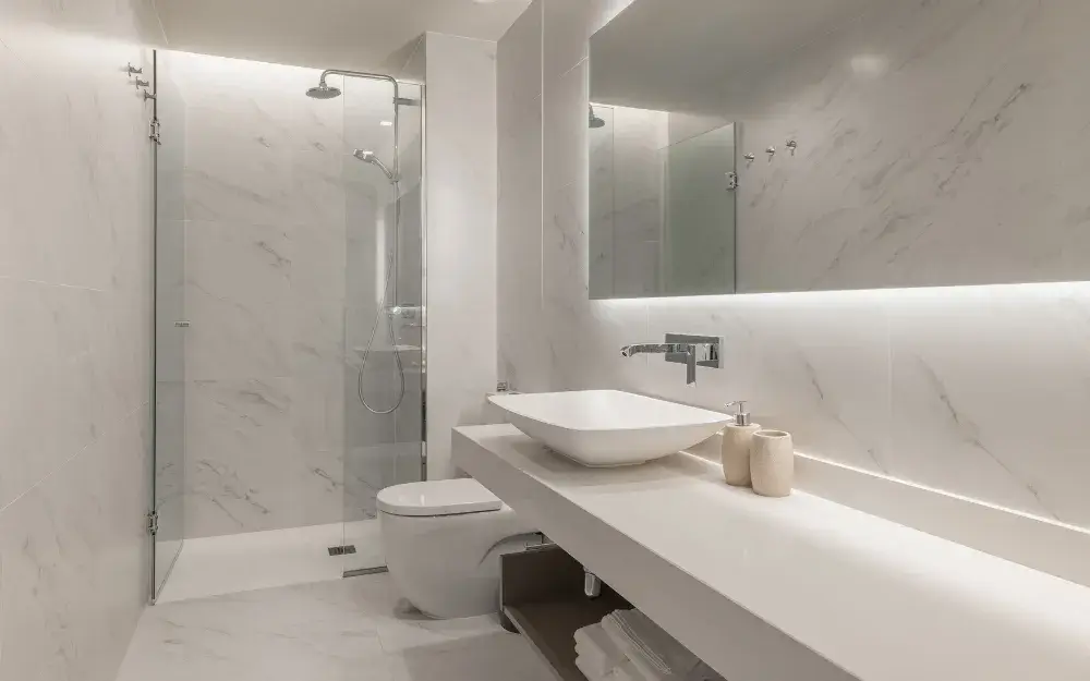 Spotless bathroom after a post-construction cleaning service