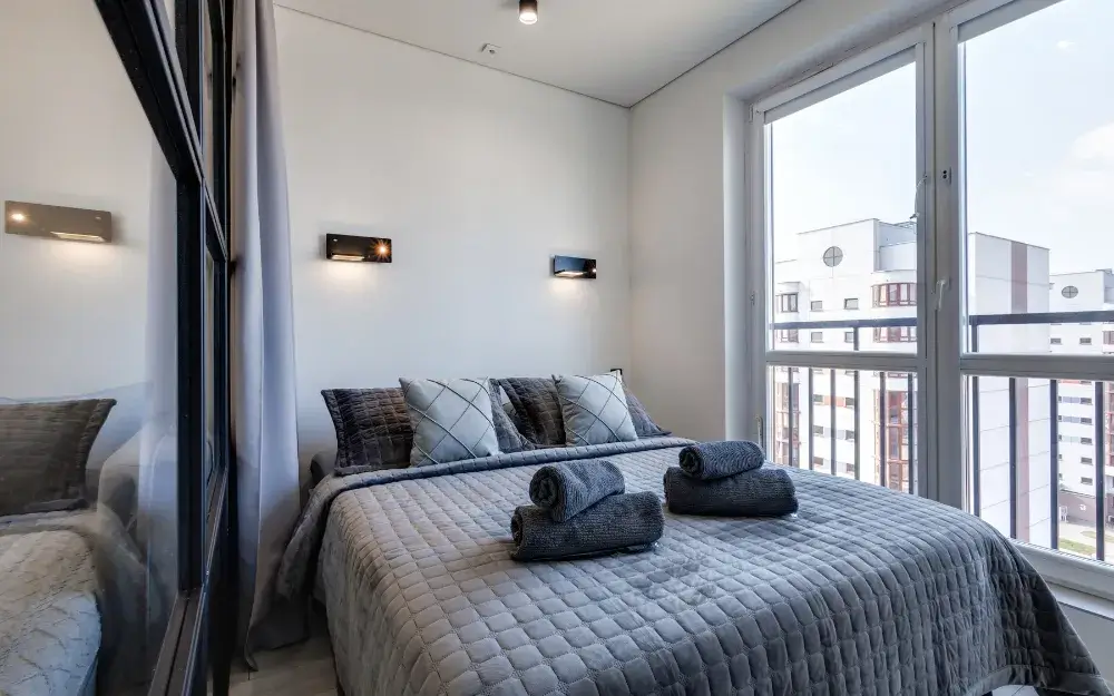 Freshly cleaned bedroom ready for the next short-term rental guest